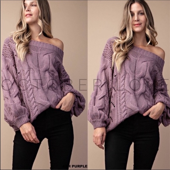 Plum Chunky Knit Oversized Sweater - Picture 2 of 5